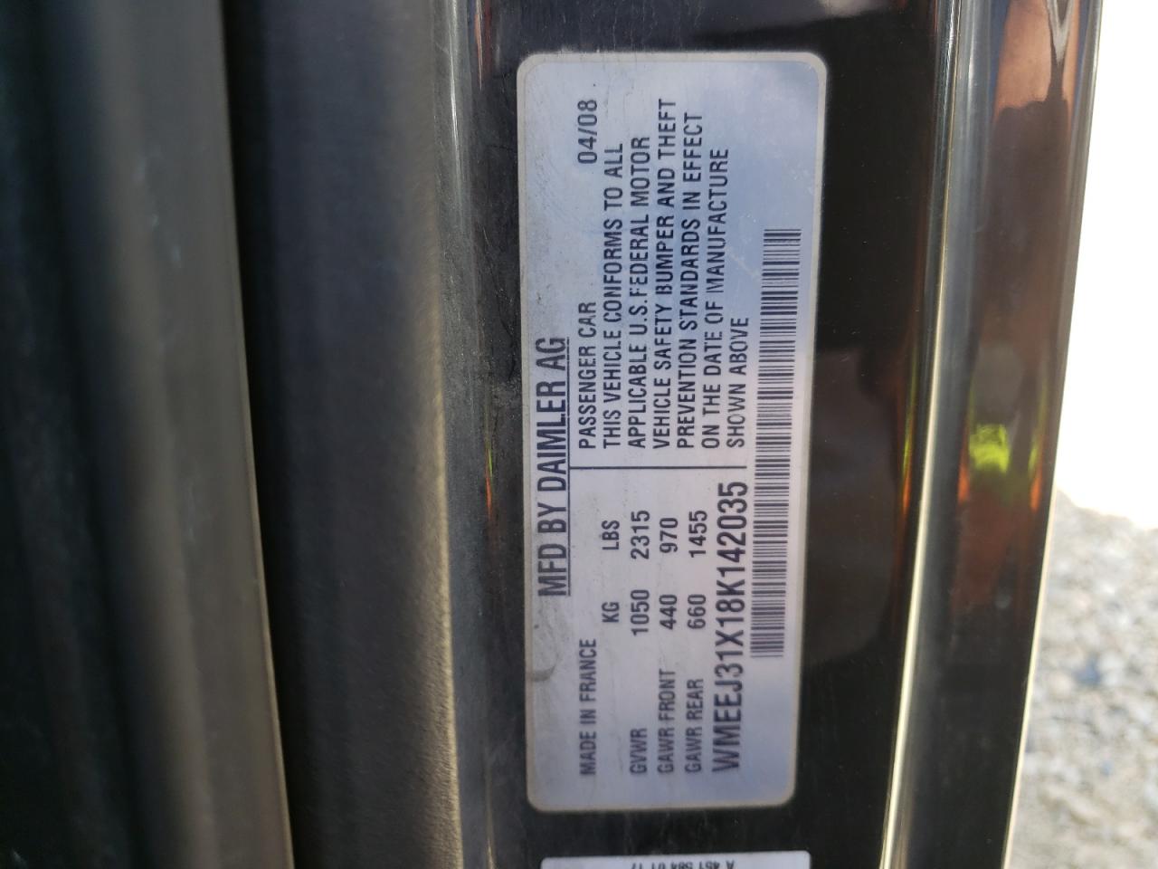 Photo 10 from auction – 2008 SMART FORTWO with VIN WMEEJ31X18K142035