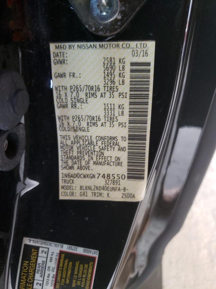 Photo 10 from auction – 2016 NISSAN FRONTIER S with VIN 1N6AD0CWXGN748550