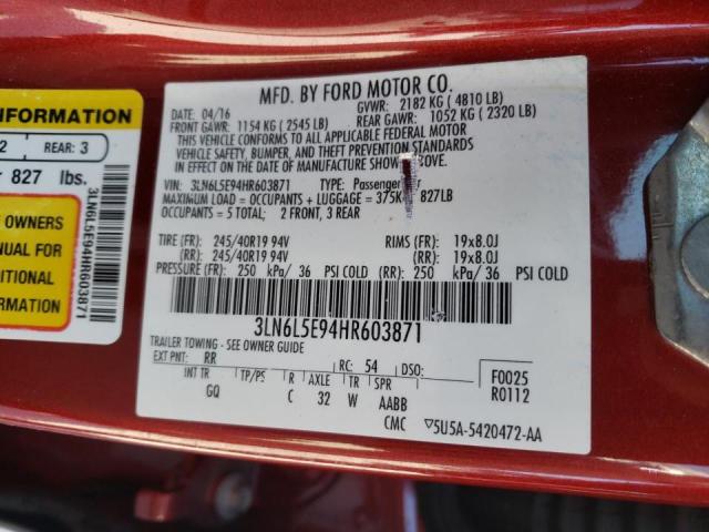 Photo 10 from auction – 2017 LINCOLN MKZ RESERV with VIN 3LN6L5E94HR603871