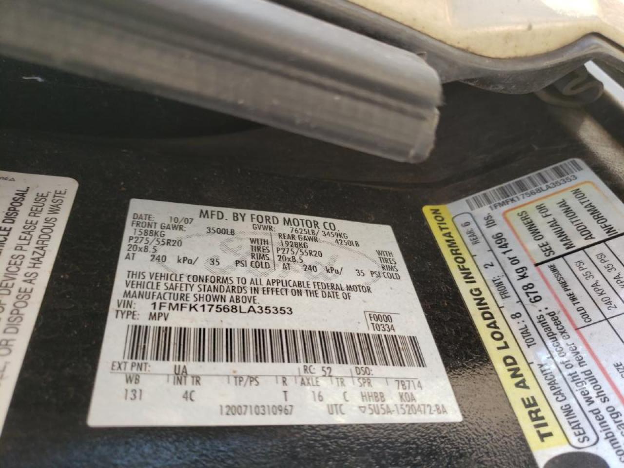 Photo 10 from auction – 2008 FORD EXPEDITION with VIN 1FMFK17568LA35353