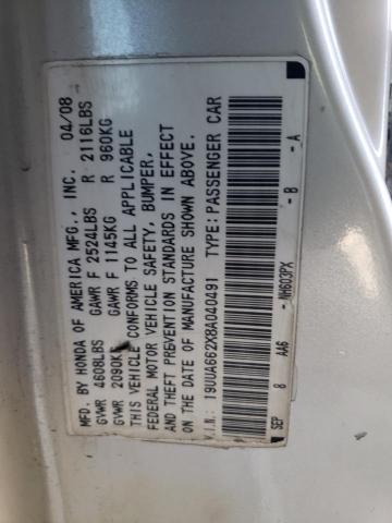 Photo 10 from auction – 2008 ACURA TL with VIN 19UUA662X8A040491