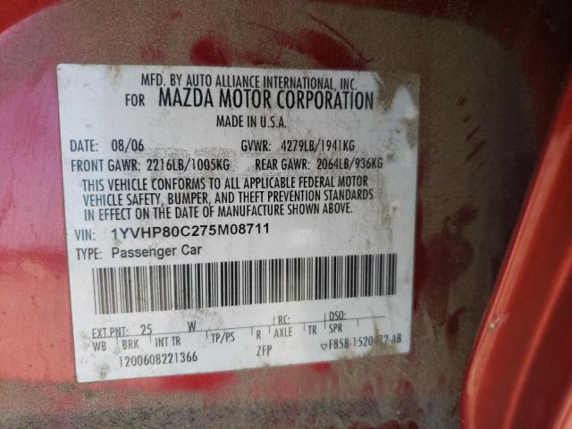 Photo 10 from auction – 2007 MAZDA 6 I with VIN 1YVHP80C275M08711