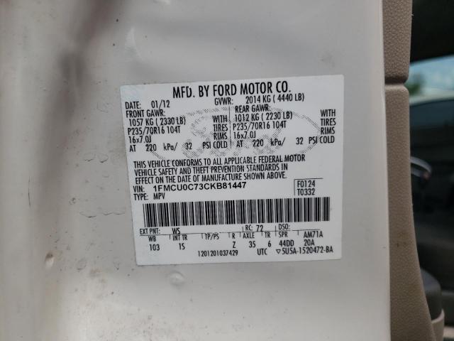 Photo 10 from auction – 2012 FORD ESCAPE XLS with VIN 1FMCU0C73CKB81447