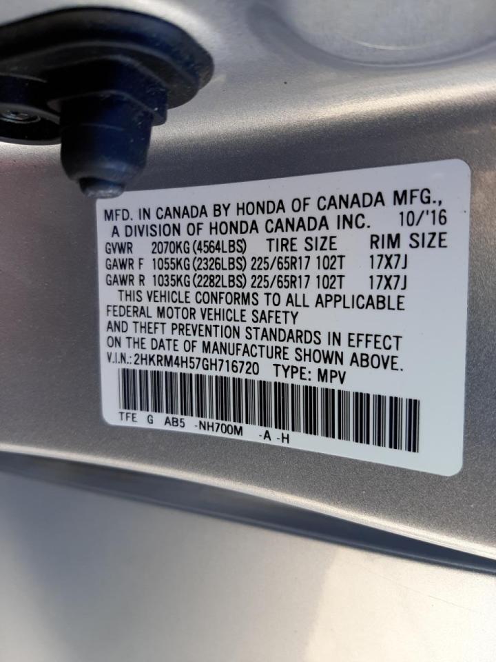 Photo 10 from auction – 2016 HONDA CR-V EX with VIN 2HKRM4H57GH716720