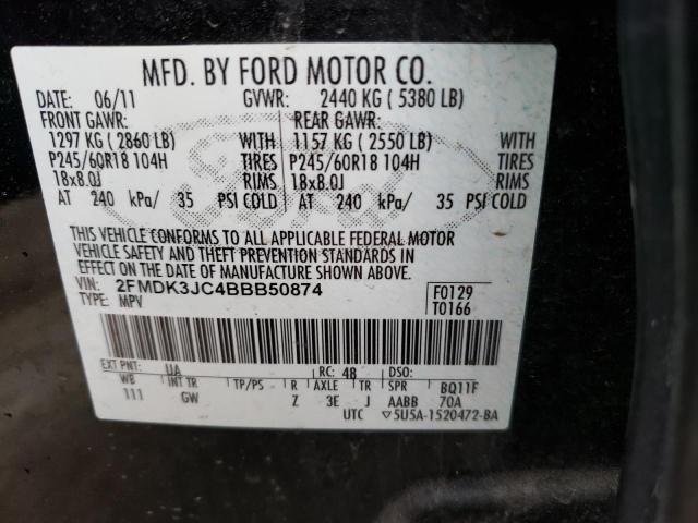 Photo 10 from auction – 2011 FORD EDGE SEL with VIN 2FMDK3JC4BBB50874