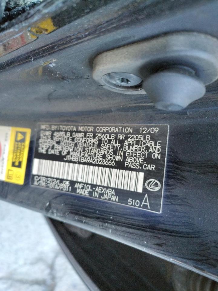 Photo 10 from auction – 2010 LEXUS HS 250H with VIN JTHBB1BA9A2023666