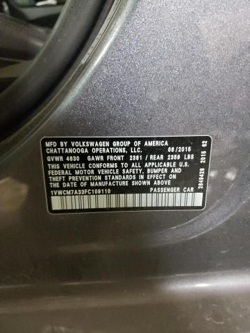 Photo 10 from auction – 2015 VOLKSWAGEN PASSAT SEL with VIN 1VWCM7A33FC109110