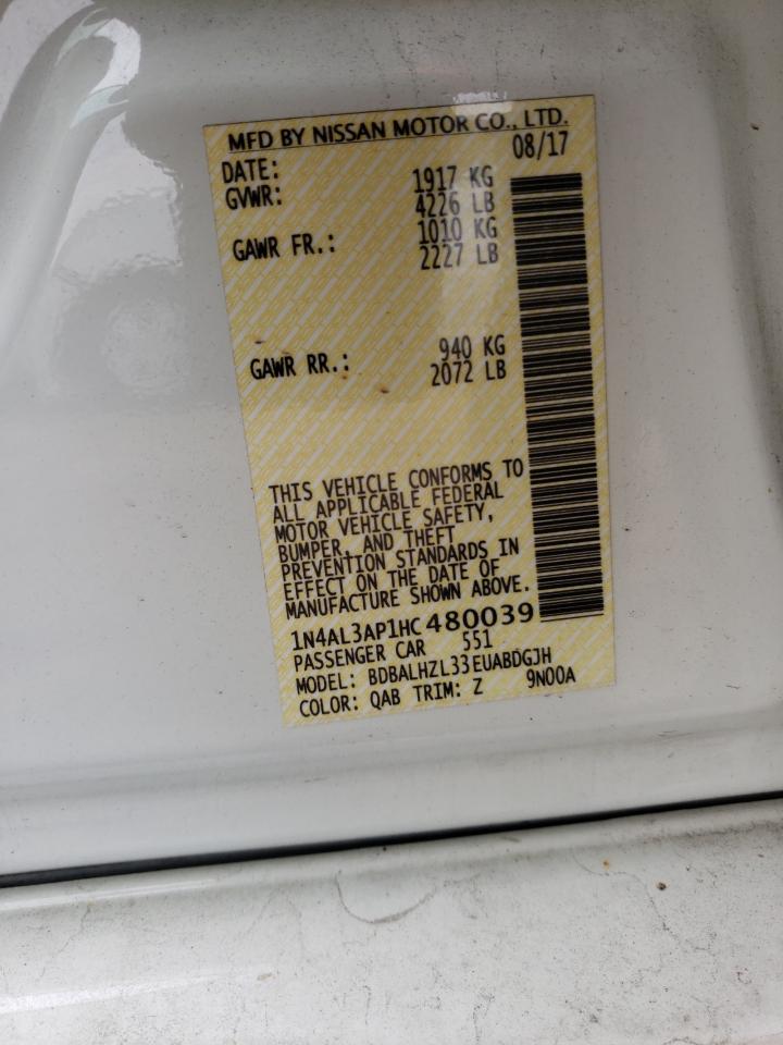 Photo 10 from auction – 2017 NISSAN ALTIMA 2.5 with VIN 1N4AL3AP1HC480039