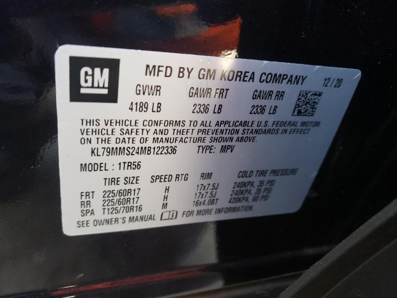 Photo 10 from auction – 2021 CHEVROLET TRAILBLAZE with VIN KL79MMS24MB122336