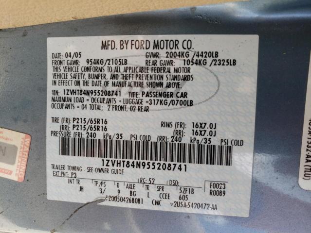 Photo 10 from auction – 2005 FORD MUSTANG with VIN 1ZVHT84N955208741