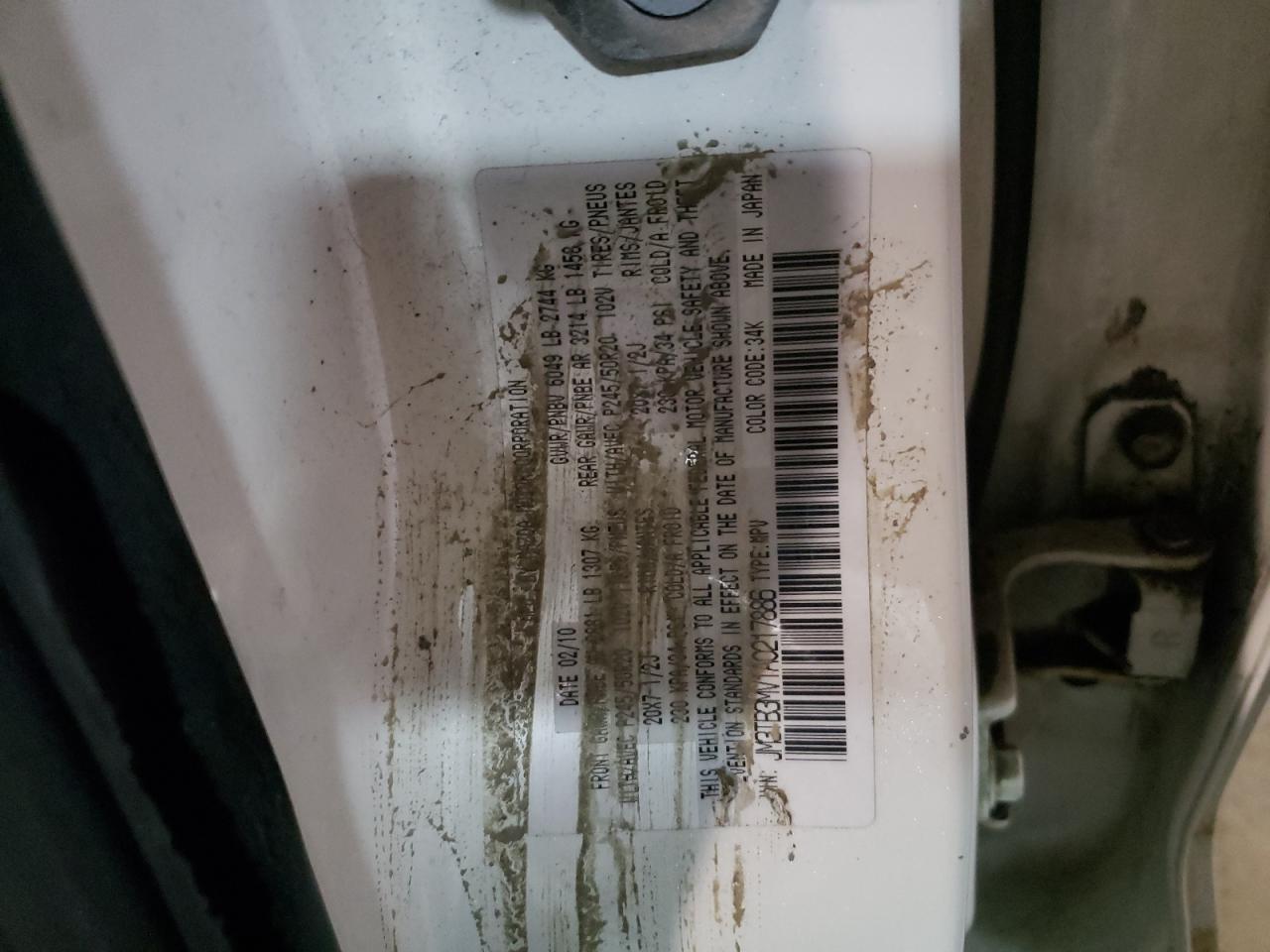 Photo 10 from auction – 2010 MAZDA CX-9 with VIN JM3TB3MV1A0217886