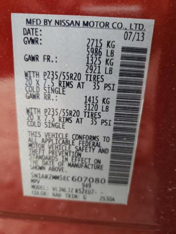 Photo 10 from auction – 2014 NISSAN PATHFINDER with VIN 5N1AR2MM5EC607080