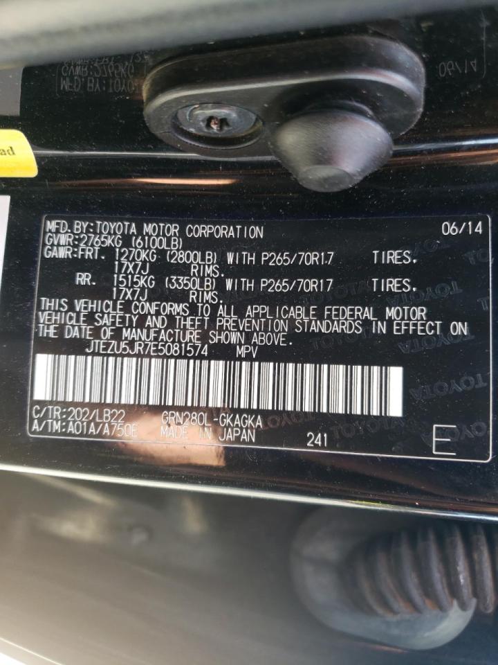 Photo 10 from auction – 2014 TOYOTA 4RUNNER SR with VIN JTEZU5JR7E5081574