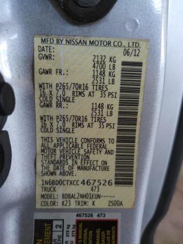 Photo 10 from auction – 2012 NISSAN FRONTIER S with VIN 1N6BD0CTXCC467526