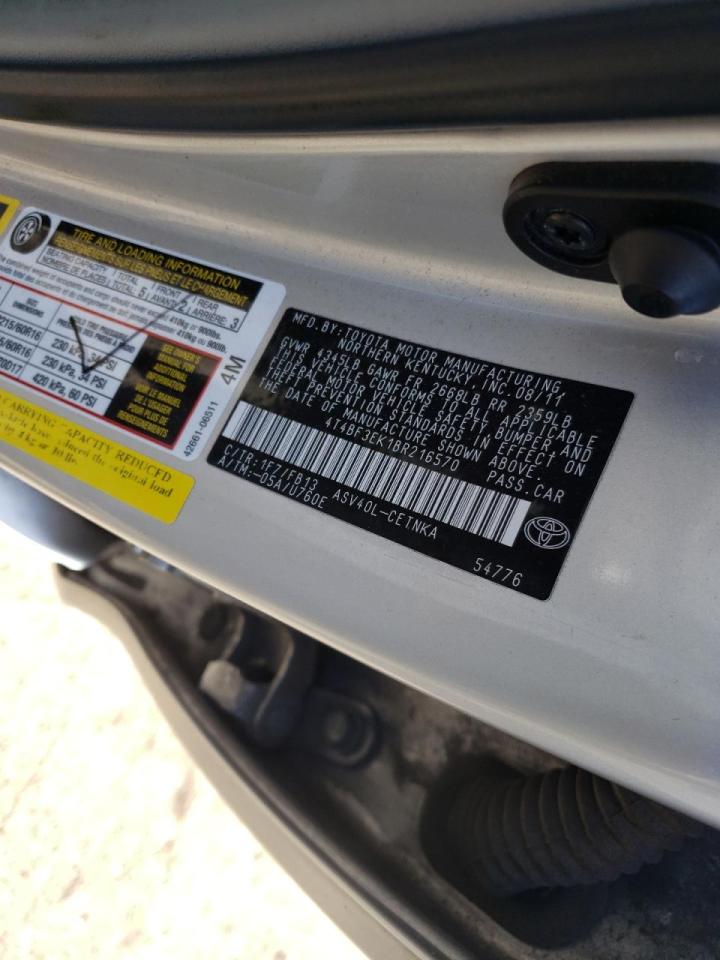 Photo 10 from auction – 2011 TOYOTA CAMRY BASE with VIN 4T4BF3EK1BR216570
