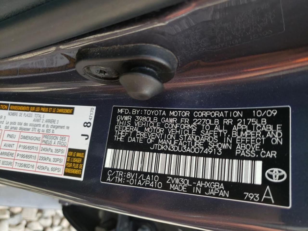 Zdjęcie 10 z aukcji – 2010 TOYOTA PRIUS z VIN JTDKN3DU3A0074913