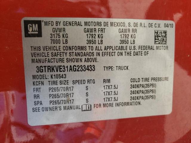 Photo 10 from auction – 2010 GMC SIERRA K15 with VIN 3GTRKVE31AG233433