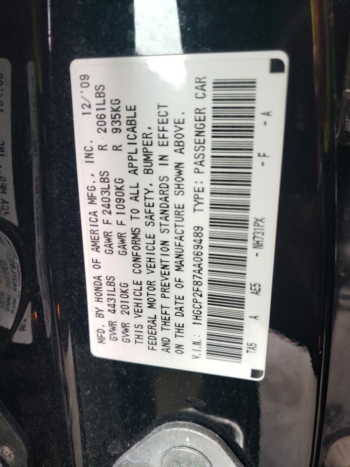 Photo 10 from auction – 2010 HONDA ACCORD EXL with VIN 1HGCP2F87AA069489