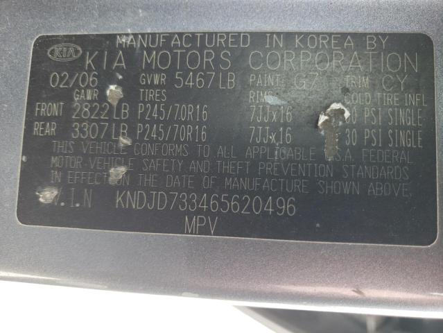 Photo 10 from auction – 2006 KIA SORENTO EX with VIN KNDJD733465620496