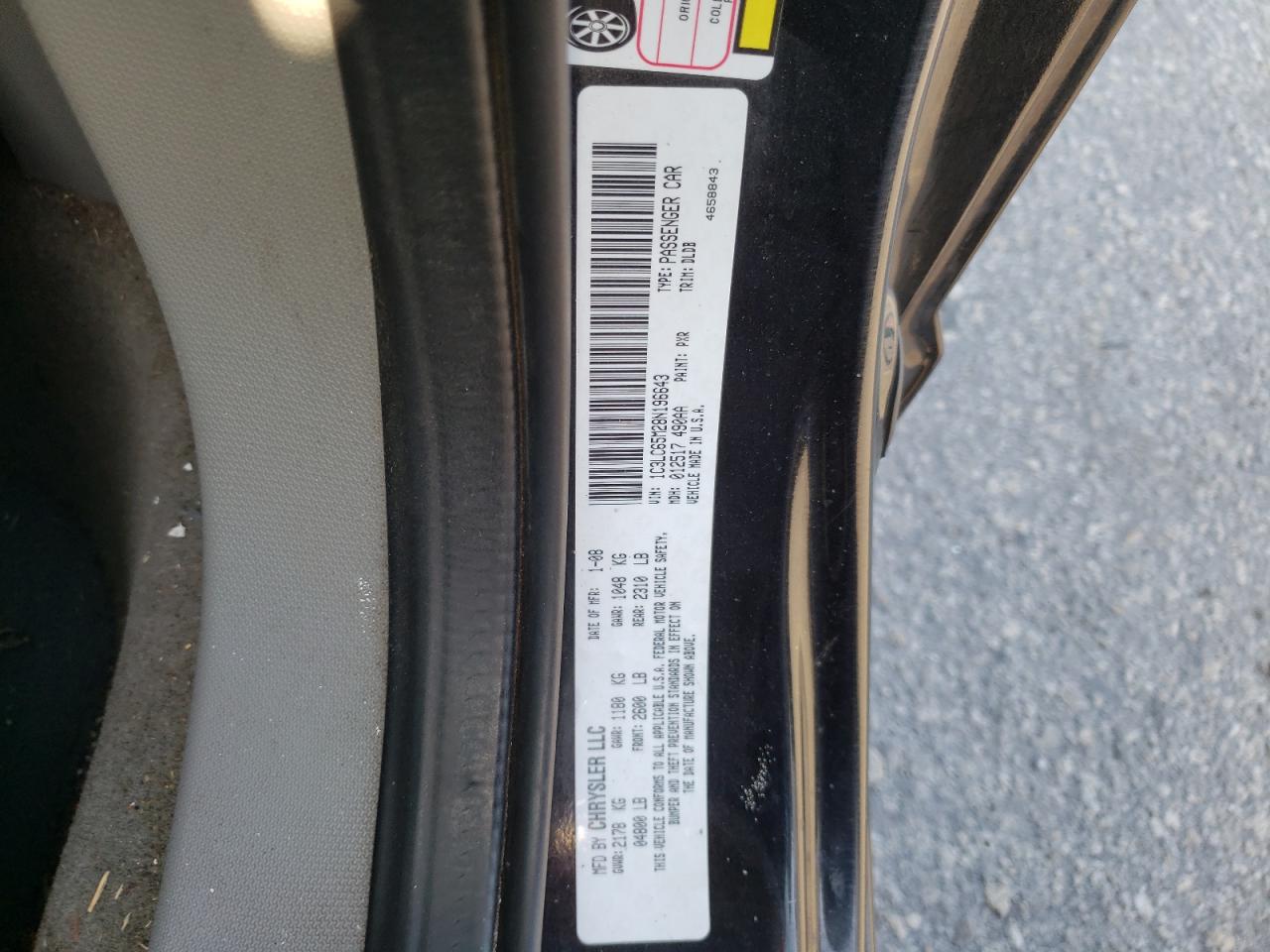 Photo 10 from auction – 2008 CHRYSLER SEBRING LI with VIN 1C3LC65M28N196643
