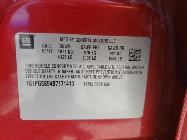 Photo 10 from auction – 2011 CHEVROLET CRUZE LT with VIN 1G1PG5S94B7171419