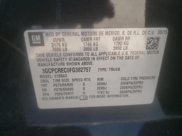 CHEVROLET SILVERADO 2015 with VIN 3GCPCREC0FG382757 - Photo from auction