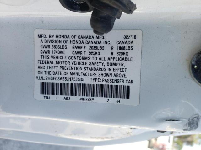 Photo 10 from auction – 2018 HONDA CIVIC SI with VIN 2HGFC3A55JH753535
