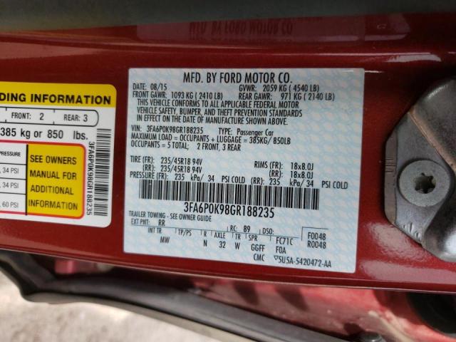Photo 10 from auction – 2016 FORD FUSION TIT with VIN 3FA6P0K98GR188235