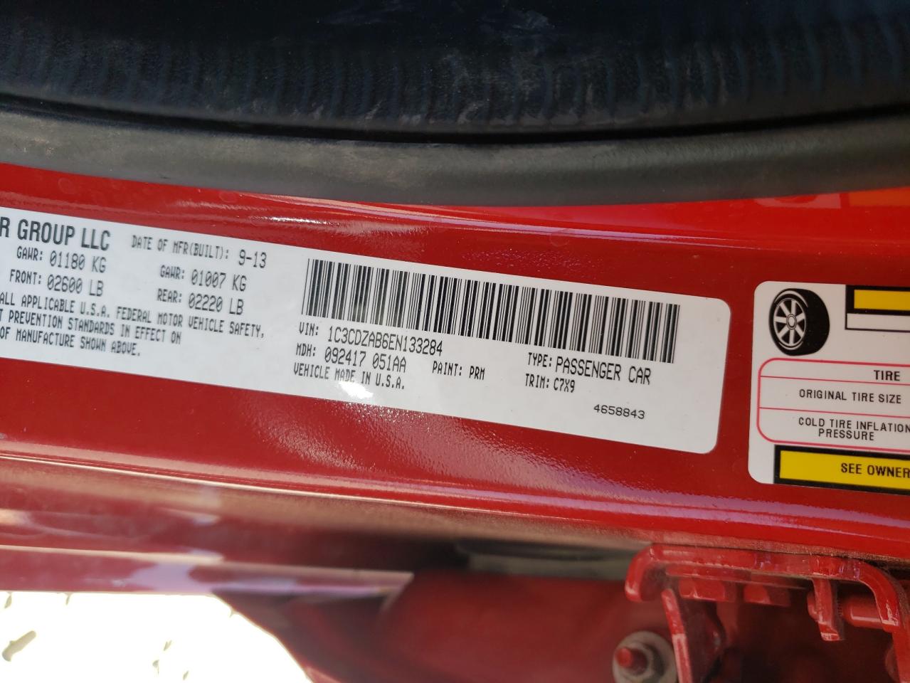 Photo 10 from auction – 2014 DODGE AVENGER SE with VIN 1C3CDZAB6EN133284