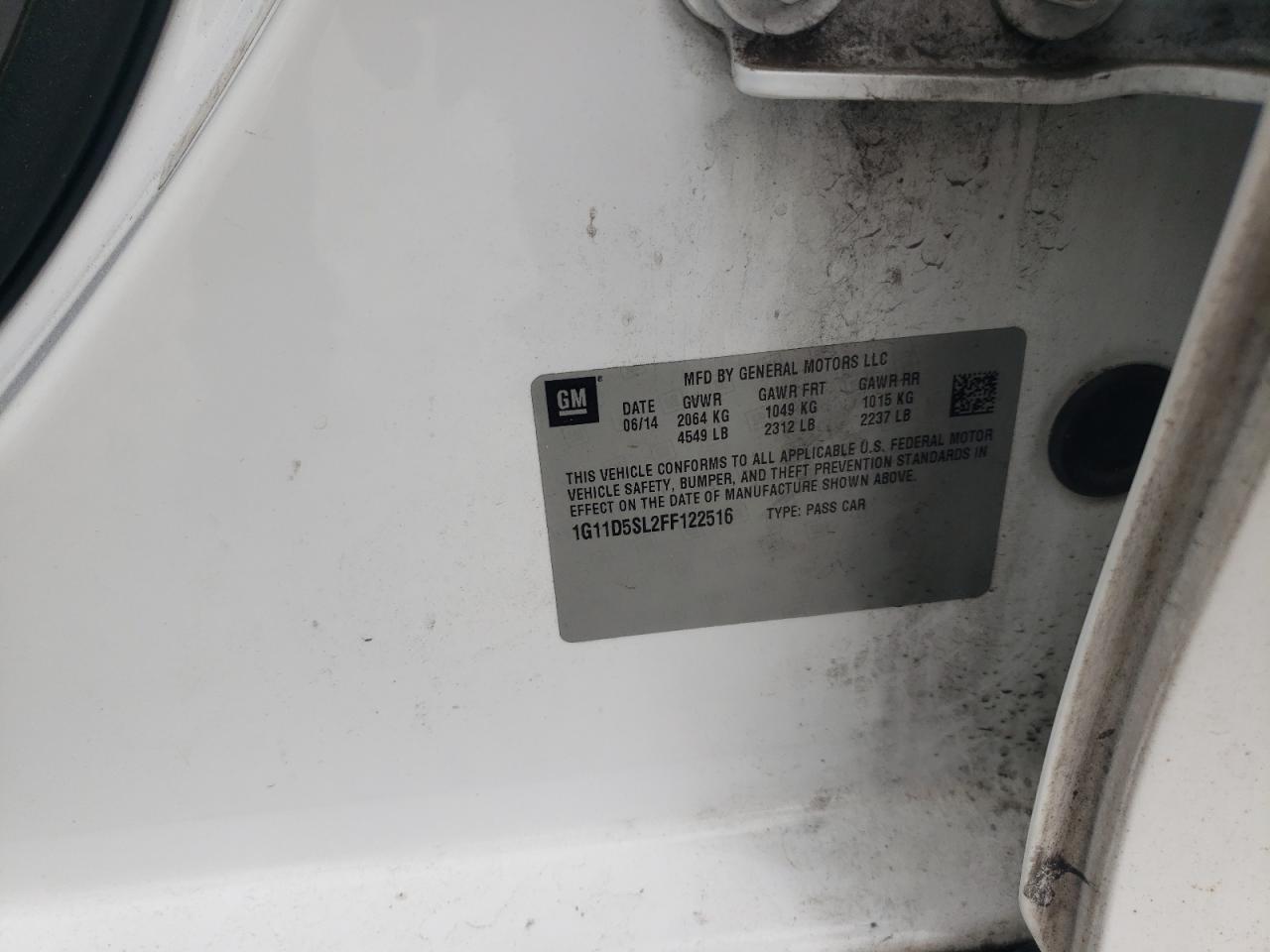 Photo 10 from auction – 2015 CHEVROLET MALIBU 2LT with VIN 1G11D5SL2FF122516