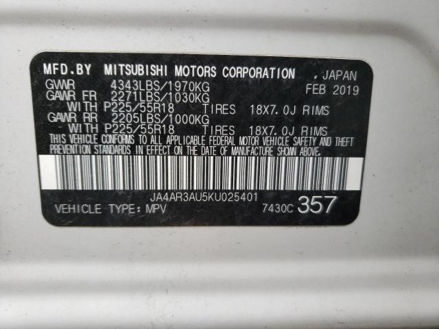 Photo 10 from auction – 2019 MITSUBISHI OUTLANDER with VIN JA4AR3AU5KU025401