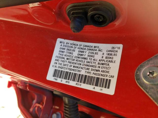 Photo 10 from auction – 2016 HONDA CIVIC EXL with VIN 2HGFC1F70GH657397