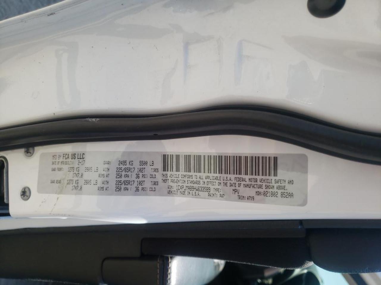 Photo 10 from auction – 2017 JEEP CHEROKEE S with VIN 1C4PJMAB9HW633589