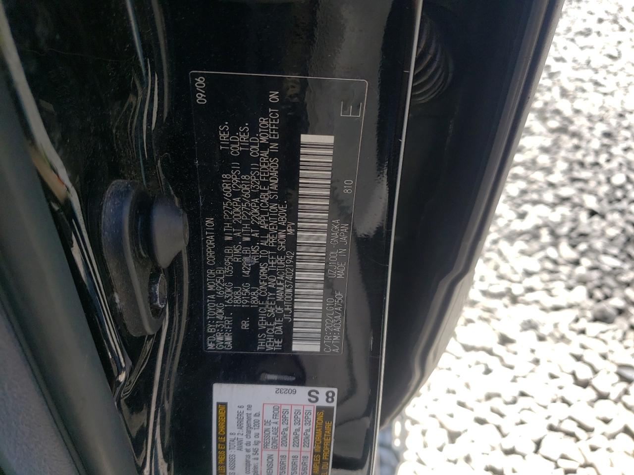 Photo 10 from auction – 2007 LEXUS LX 470 with VIN JTJHT00W374021942