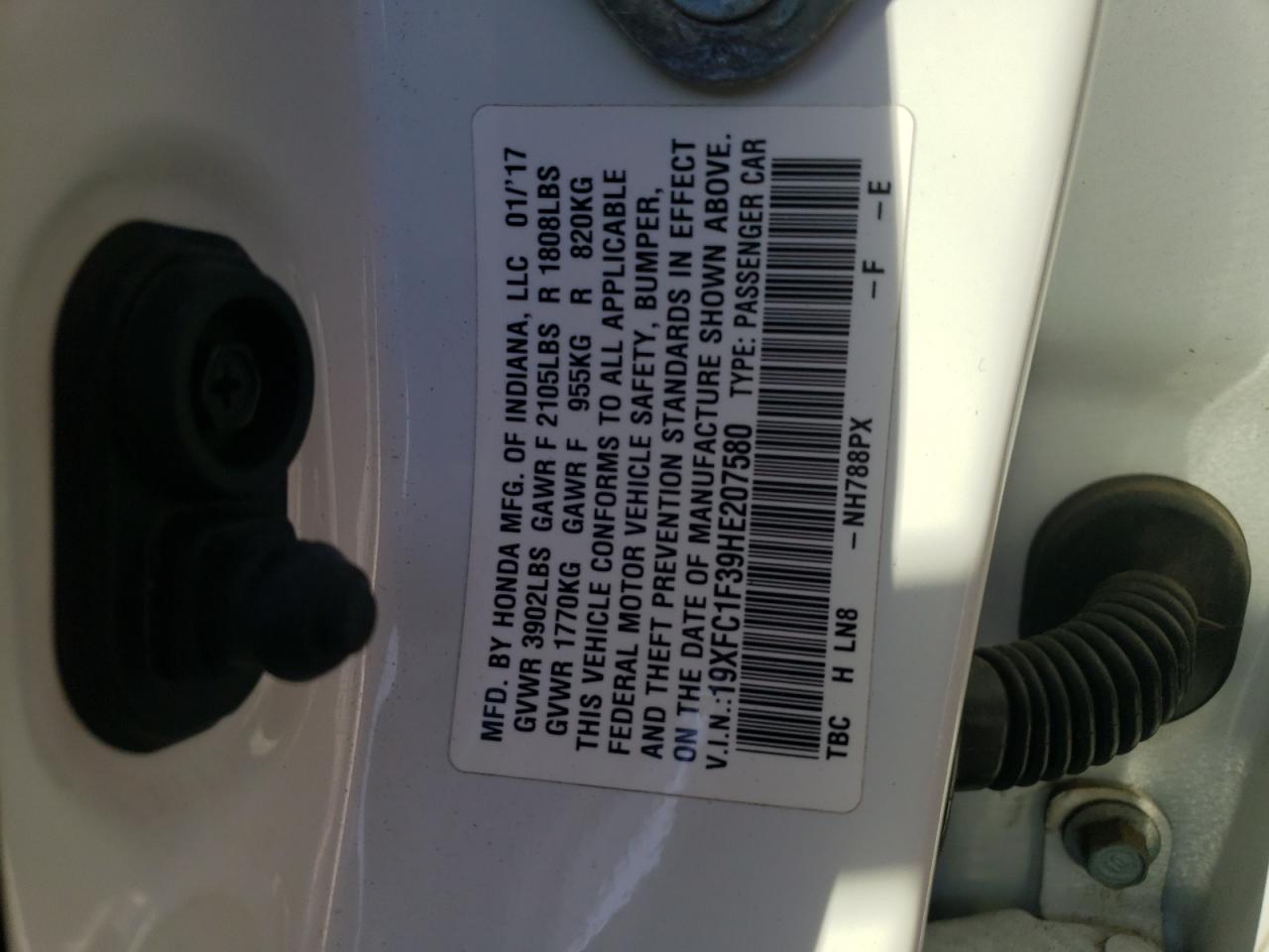 Photo 10 from auction – 2017 HONDA CIVIC EX with VIN 19XFC1F39HE207580