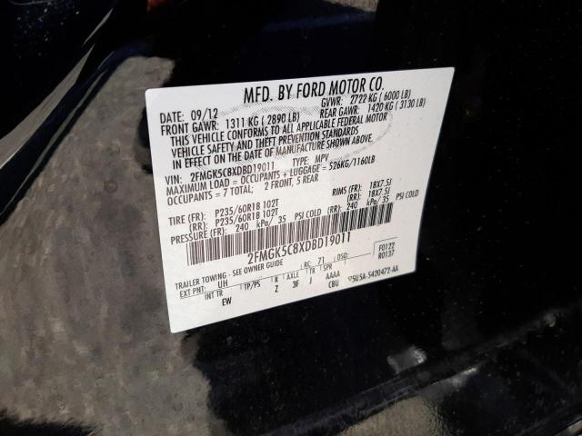Photo 10 from auction – 2013 FORD FLEX SEL with VIN 2FMGK5C8XDBD19011