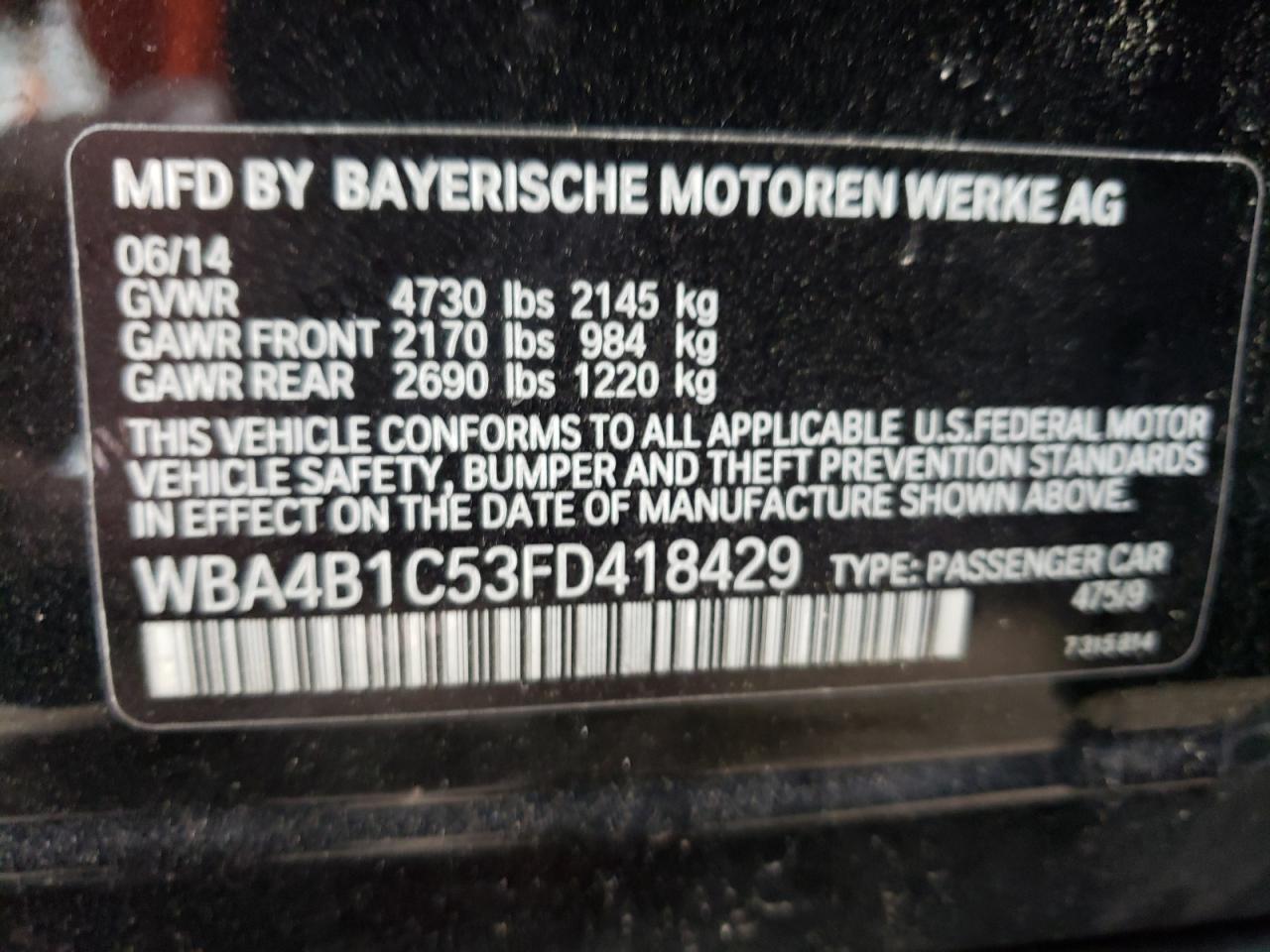 Photo 10 from auction – 2015 BMW 435 I GRAN with VIN WBA4B1C53FD418429