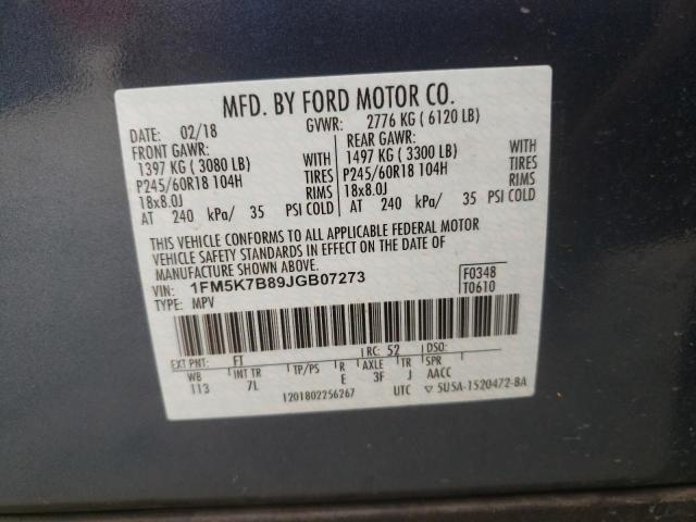 Photo 10 from auction – 2018 FORD EXPLORER with VIN 1FM5K7B89JGB07273