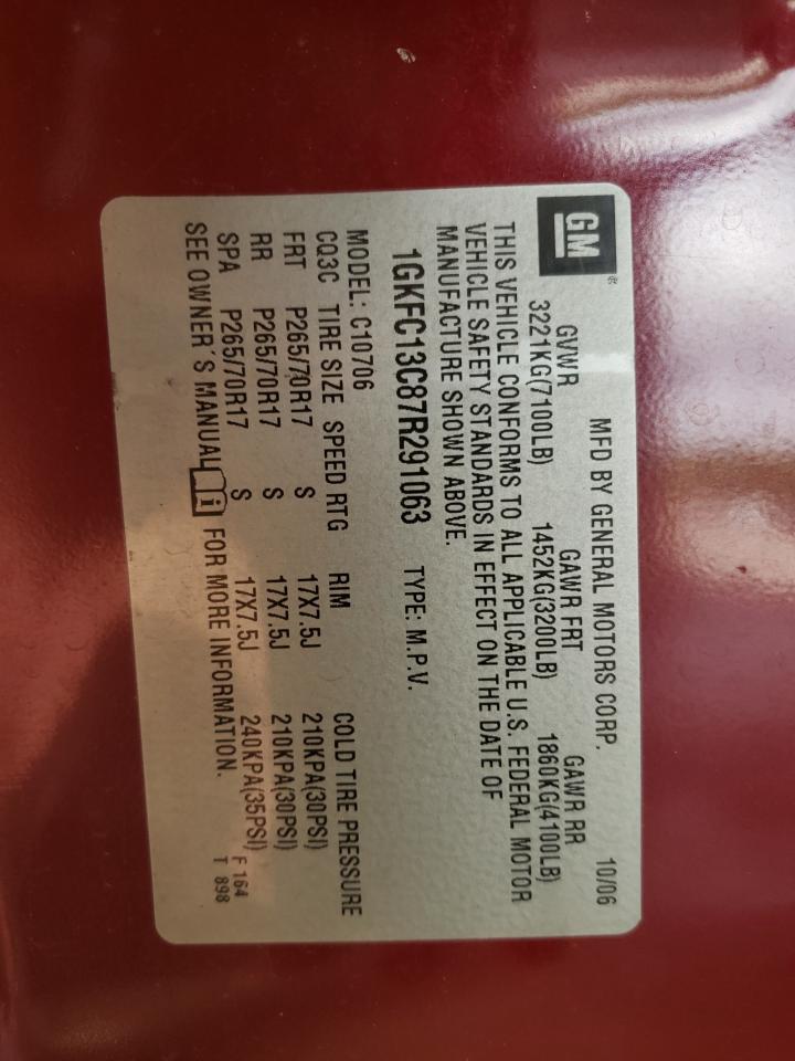 Photo 10 from auction – 2007 GMC YUKON with VIN 1GKFC13C87R291063