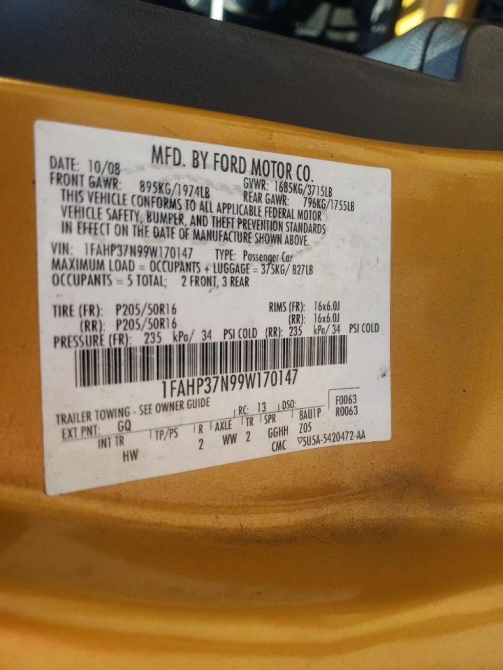 Photo 10 from auction – 2009 FORD FOCUS SEL with VIN 1FAHP37N99W170147
