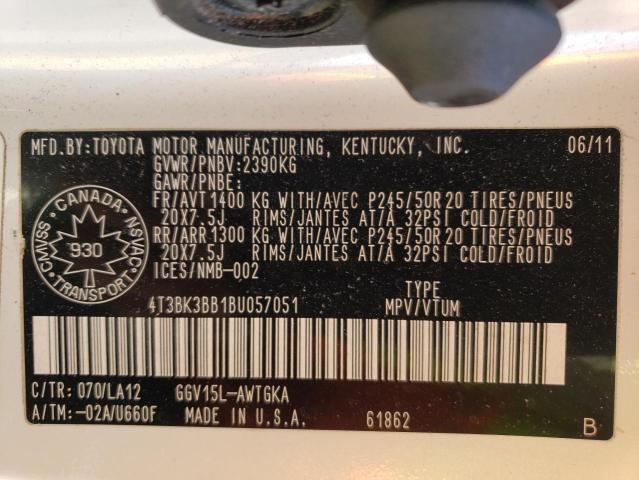 Photo 10 from auction – 2011 TOYOTA VENZA with VIN 4T3BK3BB1BU057051