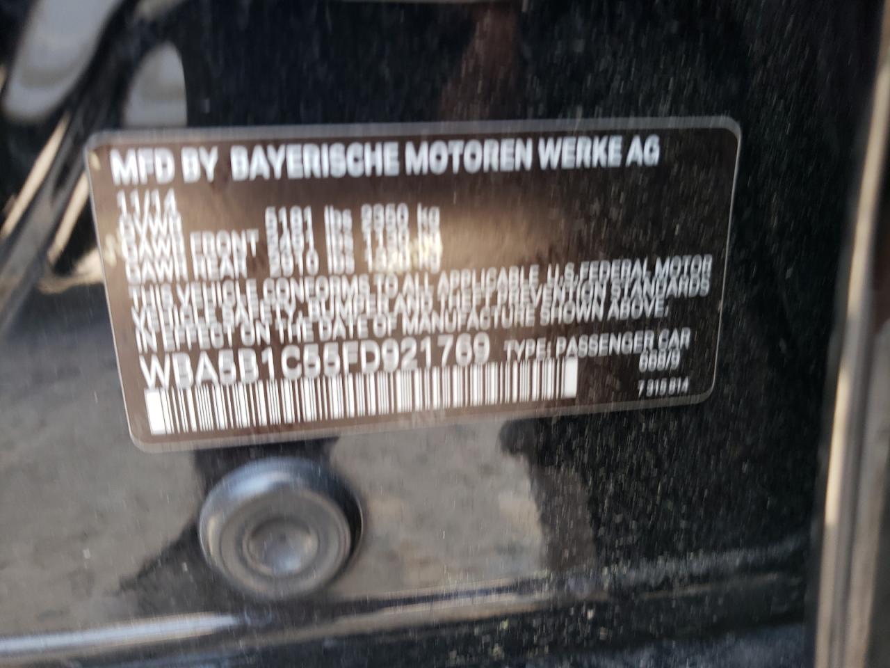Photo 10 from auction – 2015 BMW 535 I with VIN WBA5B1C55FD921769
