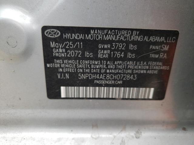 Photo 10 from auction – 2012 HYUNDAI ELANTRA GL with VIN 5NPDH4AE8CH072843