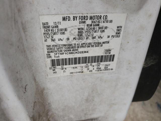 Photo 10 from auction – 2012 FORD F150 with VIN 1FTMF1CM6CKD22364
