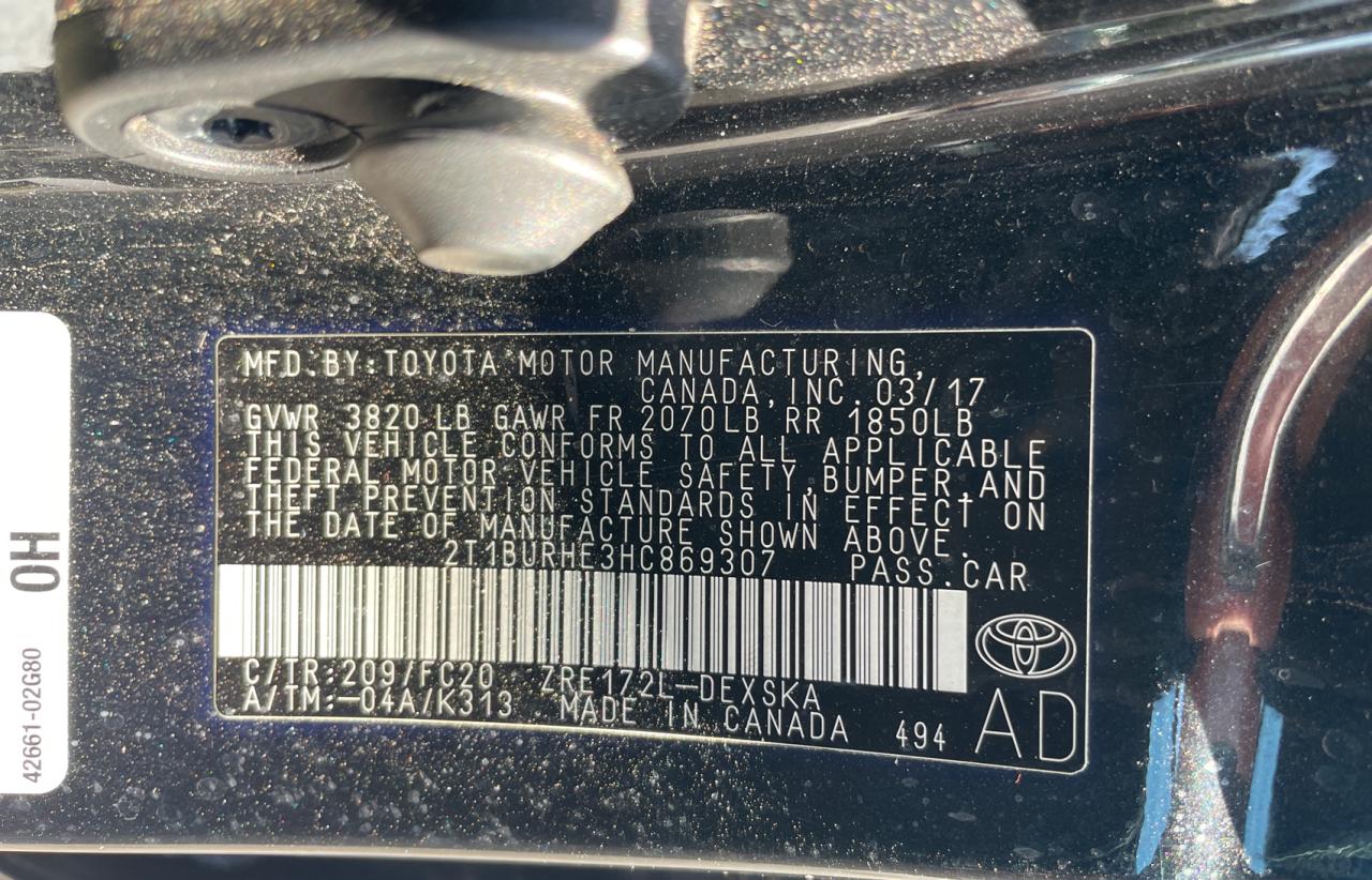 Photo 10 from auction – 2017 TOYOTA COROLLA L with VIN 2T1BURHE3HC869307