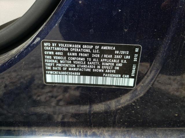 Photo 10 from auction – 2013 VOLKSWAGEN PASSAT SEL with VIN 1VWCN7A30DC034859