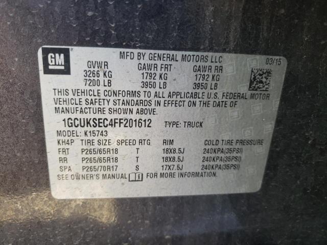 Photo 10 from auction – 2015 CHEVROLET SILVERADO with VIN 1GCUKSEC4FF201612