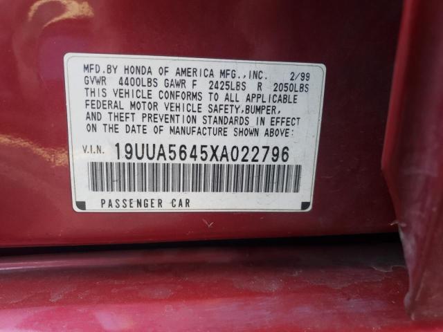 Photo 10 from auction – 1999 ACURA 3.2TL with VIN 19UUA5645XA022796
