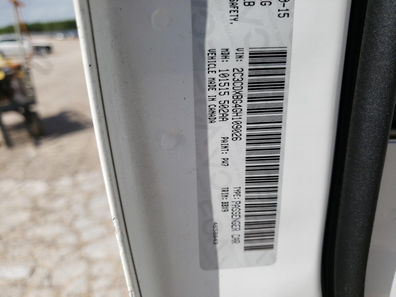 Photo 10 from auction – 2016 DODGE CHARGER SE with VIN 2C3CDXBG4GH109026