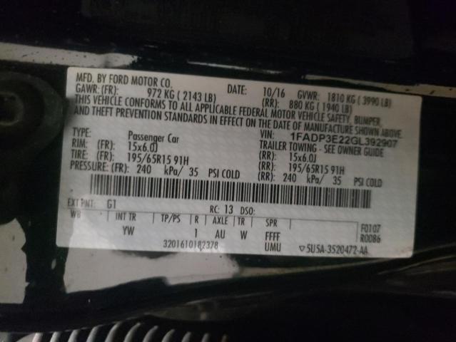 Photo 10 from auction – 2016 FORD FOCUS S with VIN 1FADP3E22GL392907